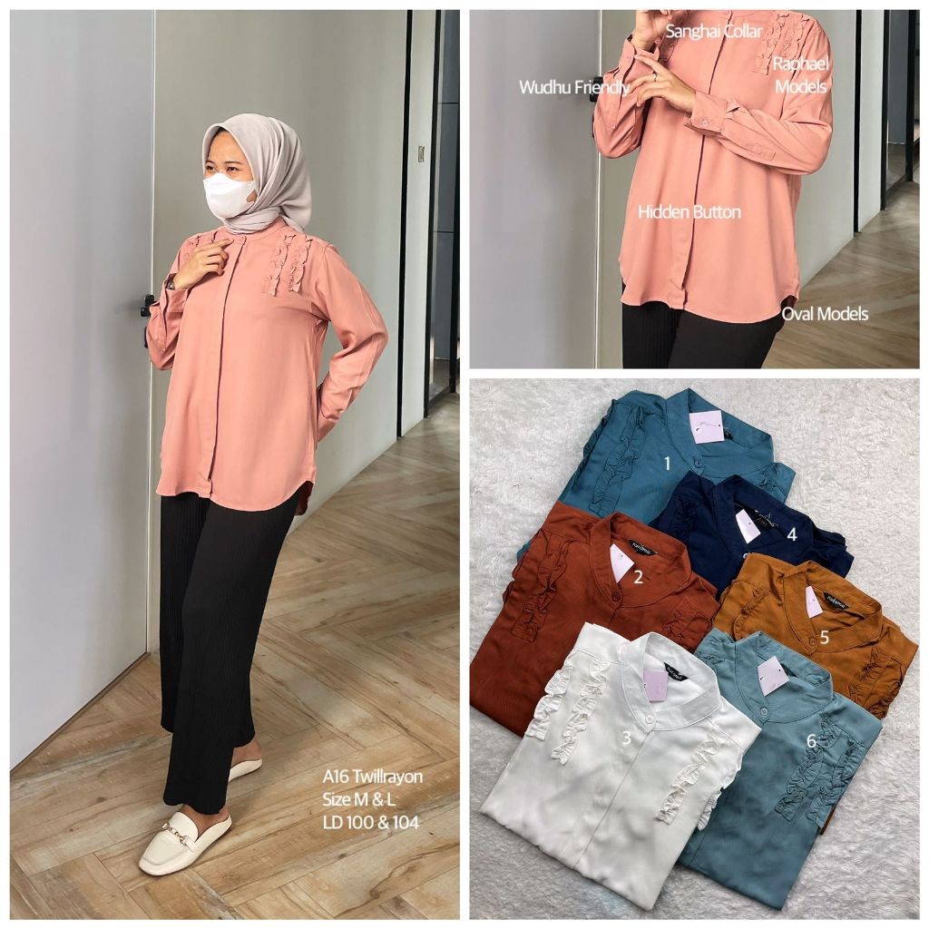 Nurama - kemeja blouse wanita bahan rayon twill tangan panjan / kemeja polos / kemeja wanita premium
