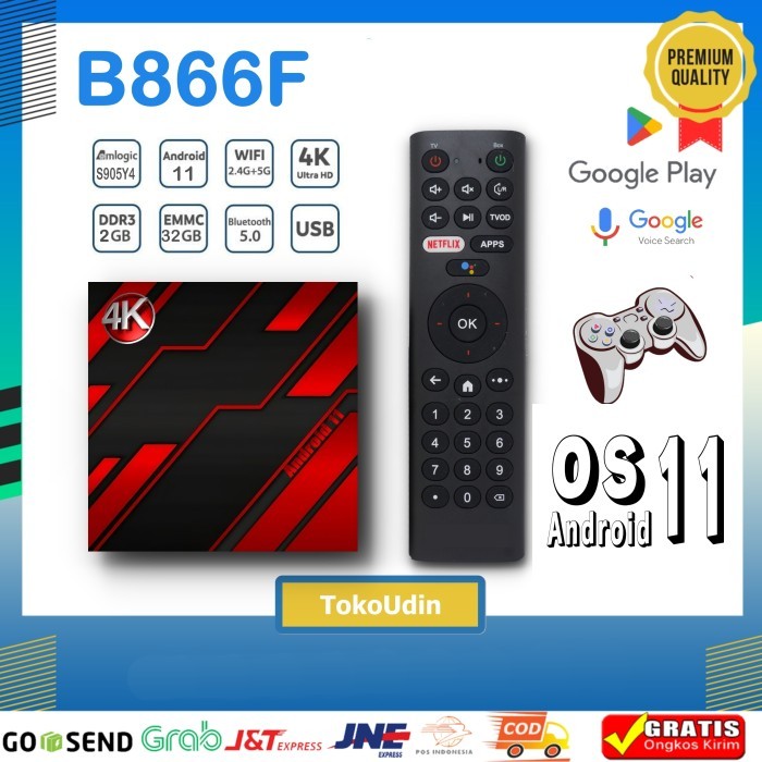 STB Android BOX ZTE 4K B866F OS 11 Full Aplikasi - REMOTE X1