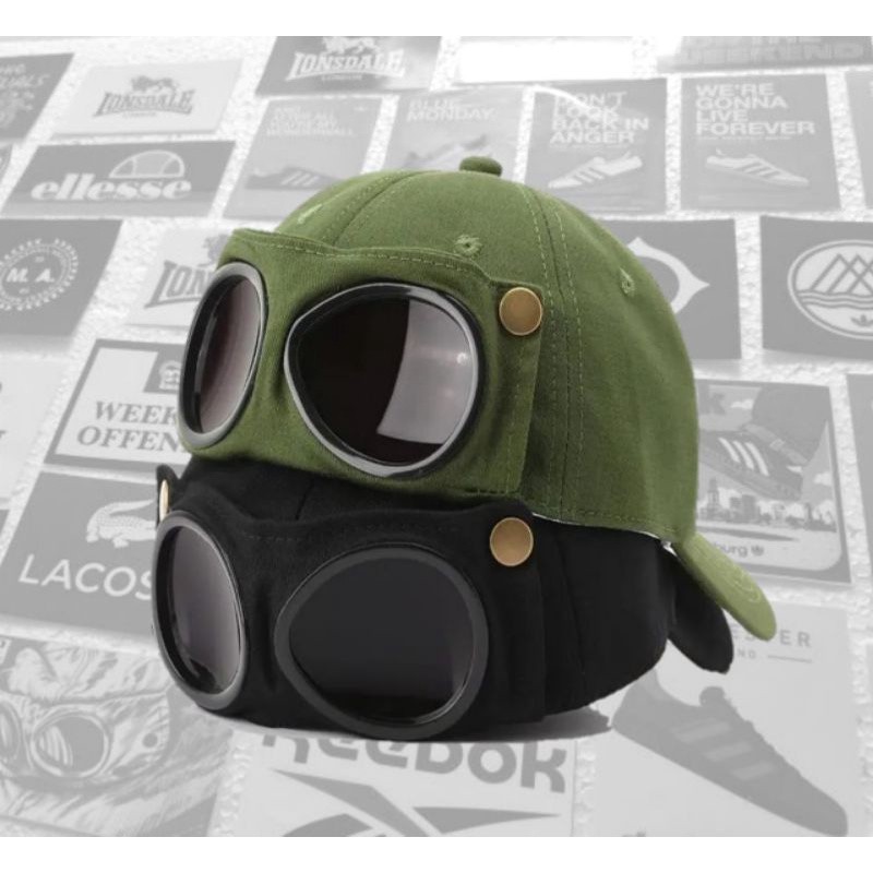 Topi Baseball  Pria Kacamata Goggle Caps Handmade / Topi Pria Wanita/ Casual/ Holigan /football