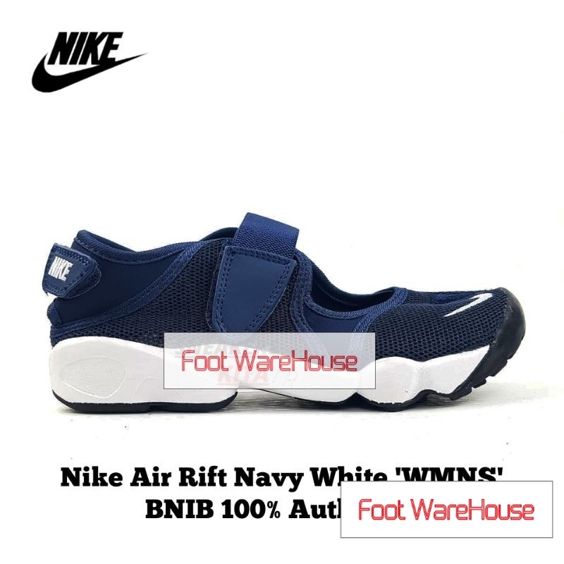 [WMNS] Foot WareHous Sepatu Slip On Sandal Nike Air Rift Navy White 848386-002 BNIB Original 100% Au
