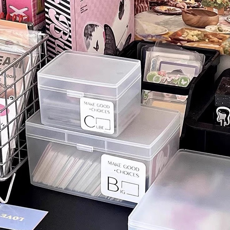 

Simple Style Transparent Storage Box Kpop Photocards Storage Container Organizer Office Desktop Storages Box Accessories