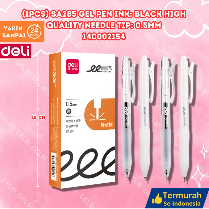 

Pulpen Gel Deli 0.5mm Keep Right Warna Hitam (1pcs) SA285 Gel Pen Ink Black High quality needle tip 0.5mm