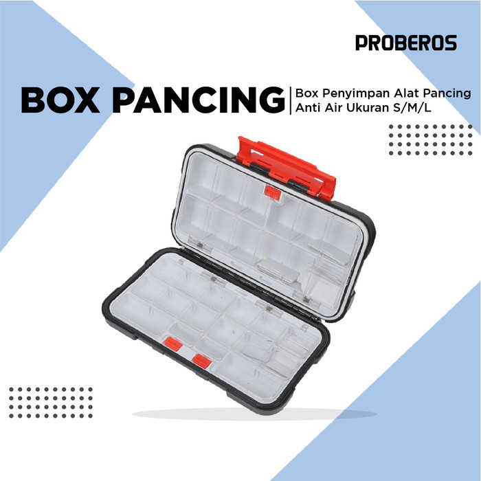 Kotak penyimpanan alat pancing ukuran S/M/L box anti air BP172 - Hitam, Kecil