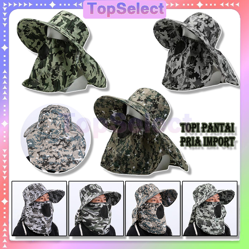Topi Gunung / Topi Pantai Cadar/Topi Pantai Pria Import /Topi Masker Army / Topi Visor Cadar pria An