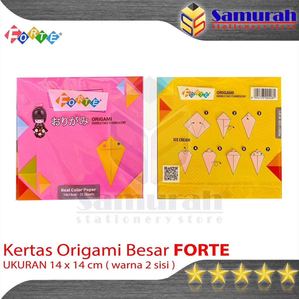 

Kertas Origami Besar Forte isi 14 x 14 cm isi 25 Lembar / Kertas Lipat 14x14 2 Sisi Sama warna bahan HVS