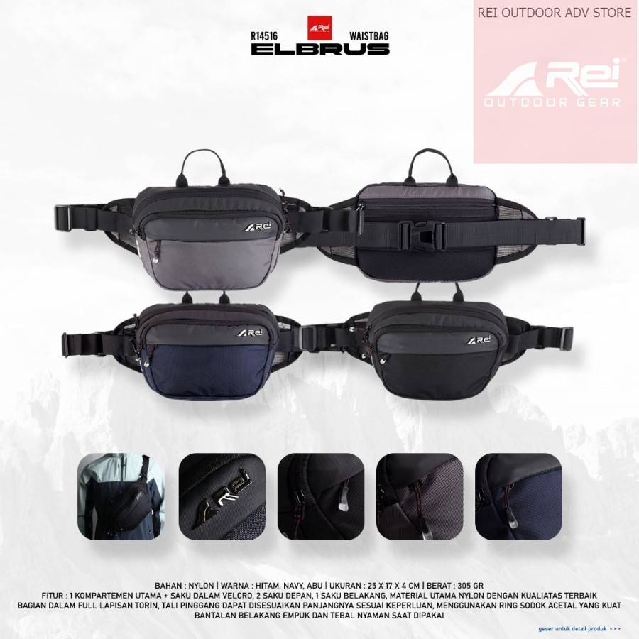 Rei Tas Pinggang Original / Waist Bag Elbrus Arei Outdoorgear