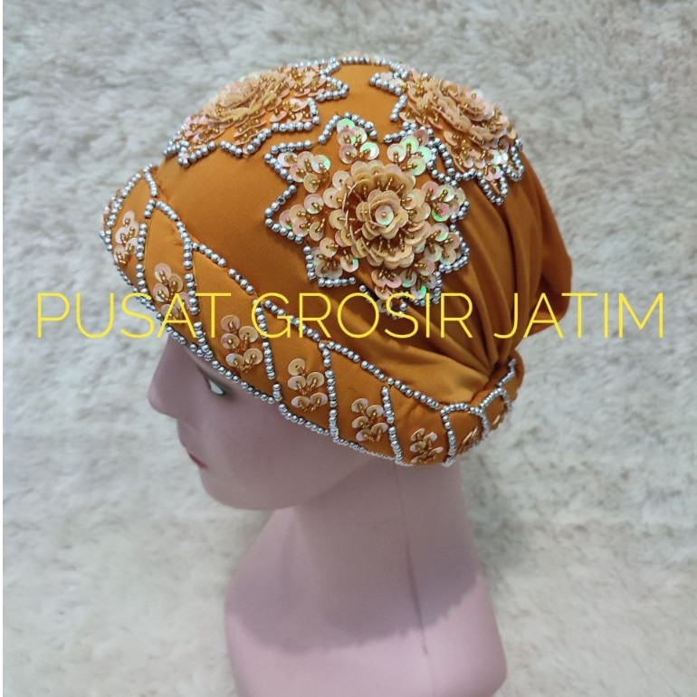 S02 Kerpus topi kupluk hijab ibu turban haji emak ciput payet Songkok topi nenek kupluk fashion khas