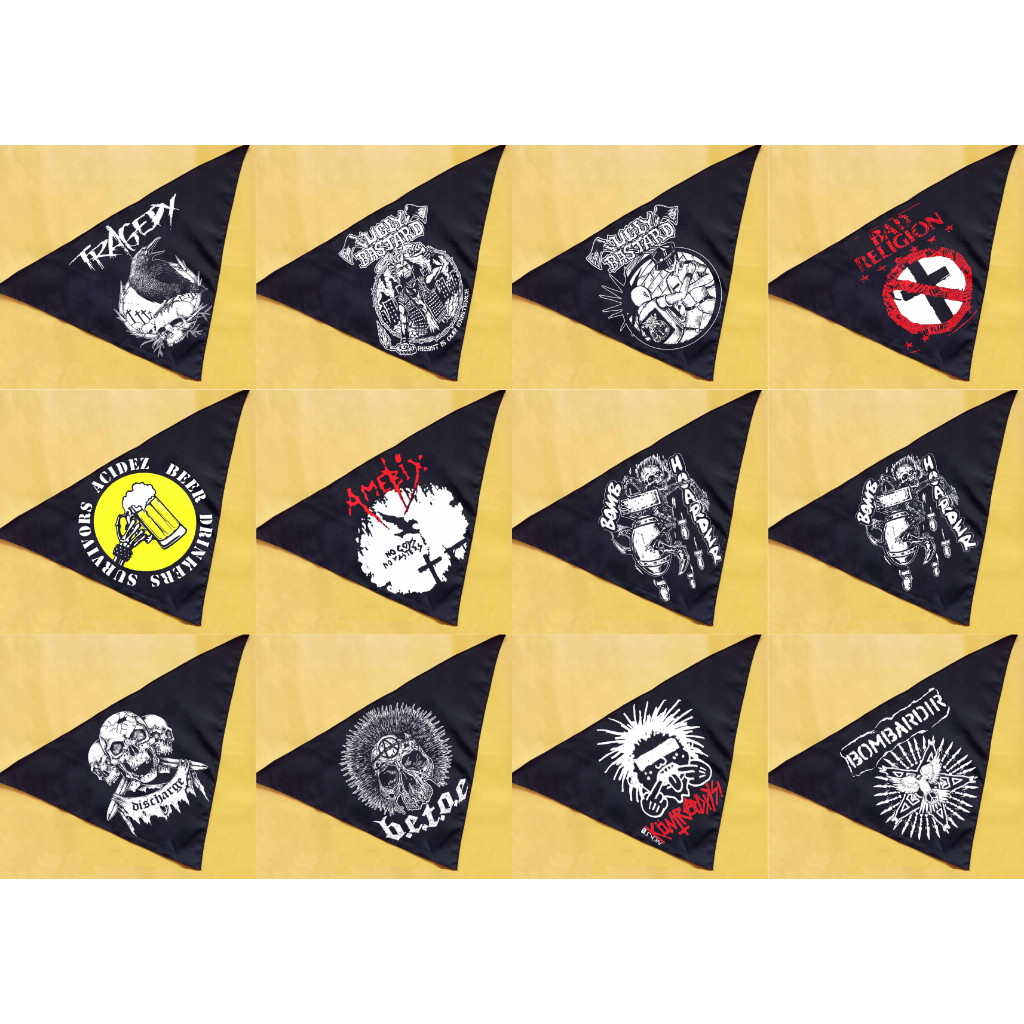 cod slayer band punk,bandana,slayer segitiga,slayer costum,slayer keren,bandana hitam,masker hitam