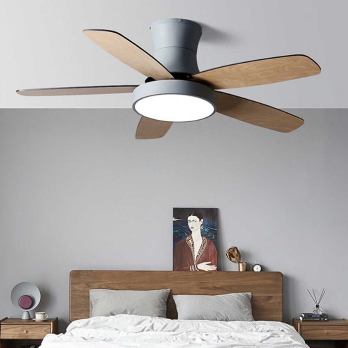 SOVE Kipas Angin Gantung Lampu Tri Color 52 Inch Remote Control Wooden LED Ceiling Fan with Light - 