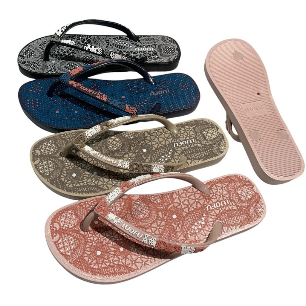 Luofu Sandal Jepit Batik Wanita Karet Import Empuk F1159B-BRB477 (E5)