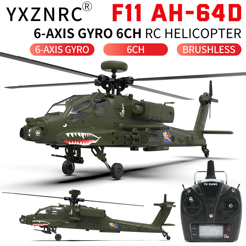 YXZNRC F11 AH-64D Apache RC Helicopter with 6-Axis Gyro 2.4G 6CH 1:32 RC Helicopter Model