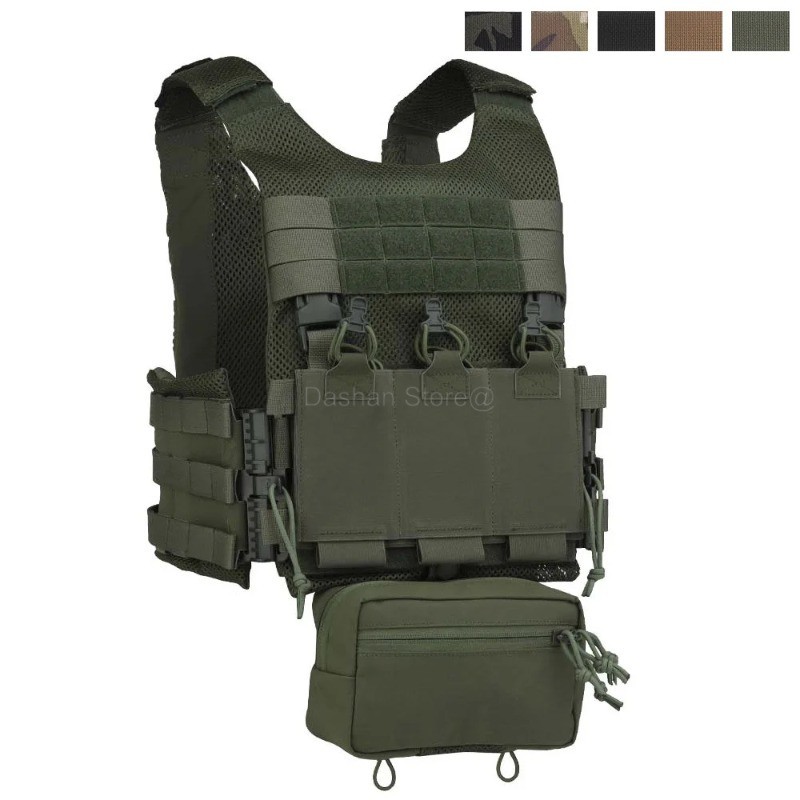 LV119 OTB Tactical Vest Plate Carrier Over Beach Mesh Vests Quick Release Cummerbund Triple MAG Pouc
