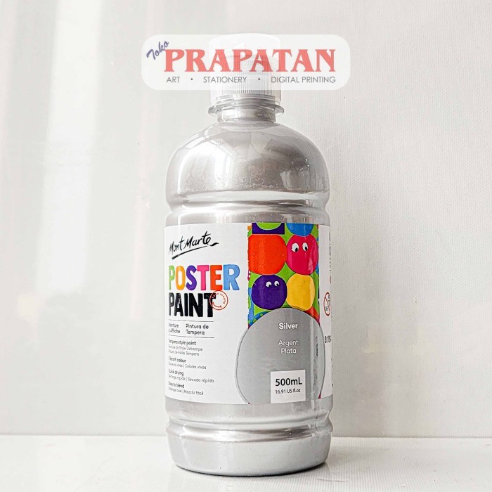 

Mont Marte Poster Paint 500ml | Kids Washable Hand Painting - SILVER
