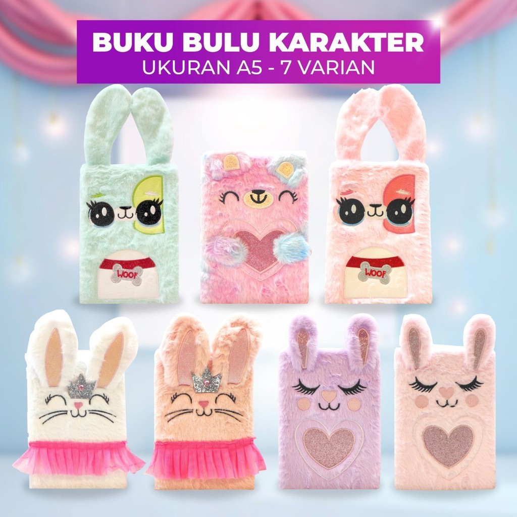 

Notebook Bulu Diary Bulu Fur Squishy Buku Tulis Anak Karakter Lucu