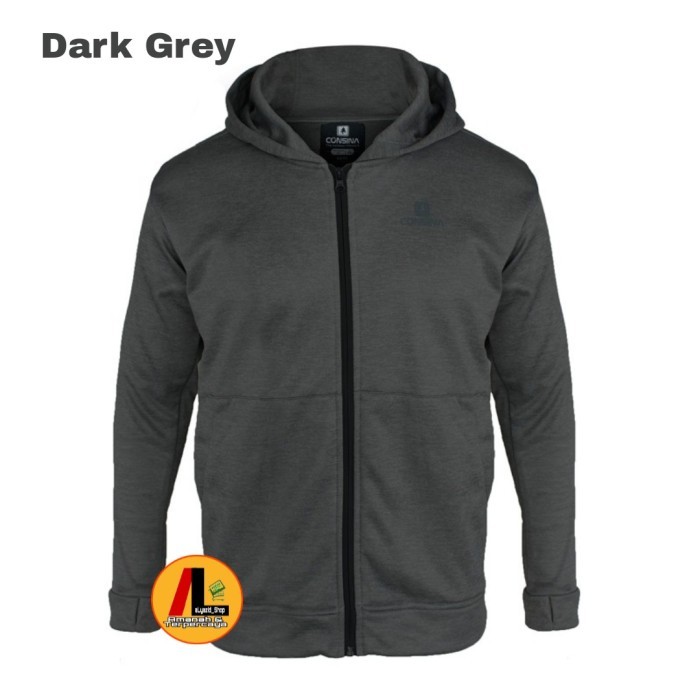 ✨TERLARIS - Jaket Sweater Hoddie Polar Consina  - dark grey, S