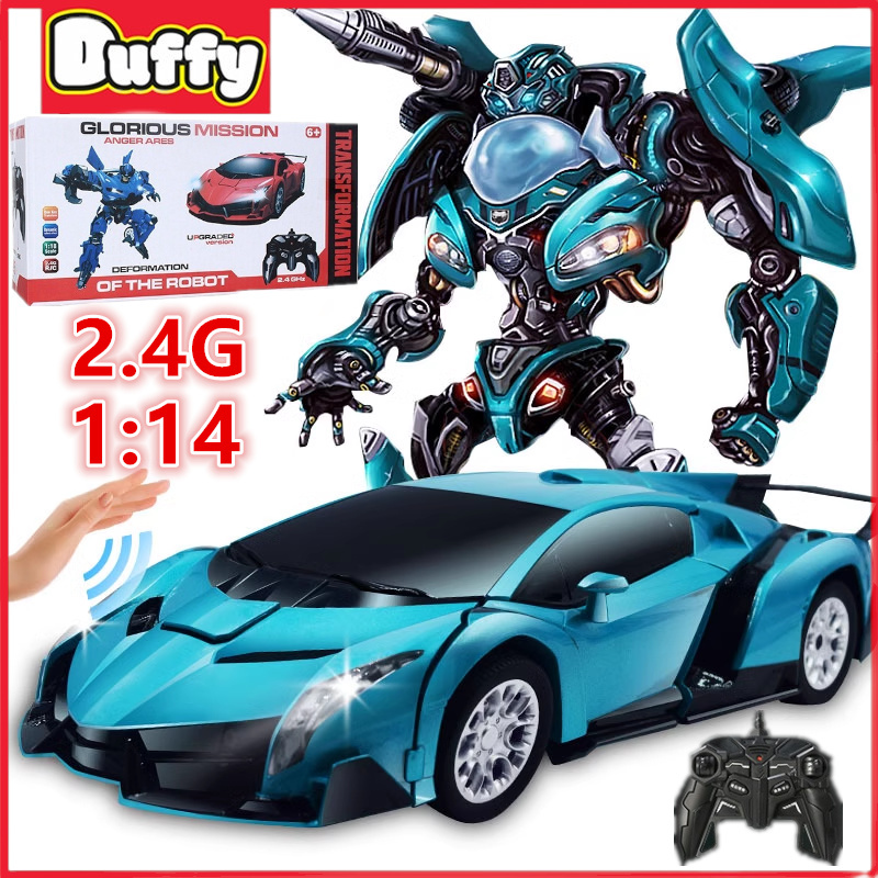 Duffy Toys 2.4G 1:14 Mainan Mobil Remote Control Besar / RC Car Deformasi Mobil Remot Jadi Robot Bat