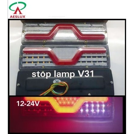 Stoplamp V 31cm 12/24V lampu belakang truk lampu rem truk