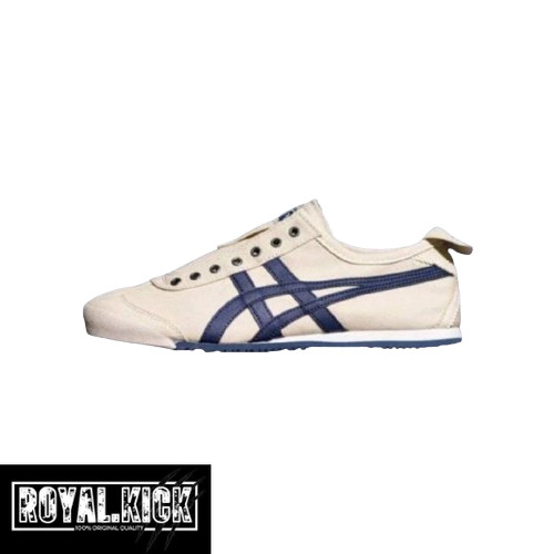 Sepatu  Onitsuka Tiger Mexico 66 Slip On Cream Blue 100% Original