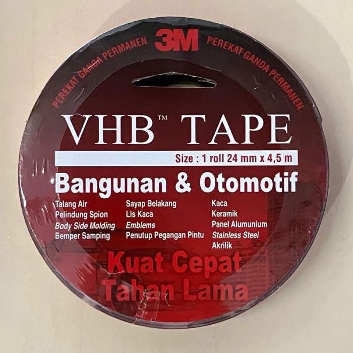 

Double Tape 3M VHB Solasi dobel tip Isolasi Bolak Balik 12mm x 4.5m Asli Original 3M Lem Perekat Kuat Serbaguna