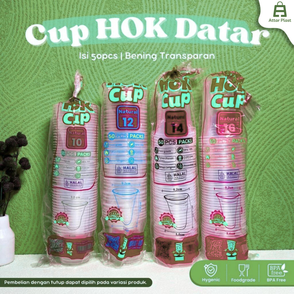 Gelas Cup Plastik HOK 10oz 12oz 14oz 16oz / Gelas Plastik / Cup Plastik/Cup Plastik Seal/Gelas Seal