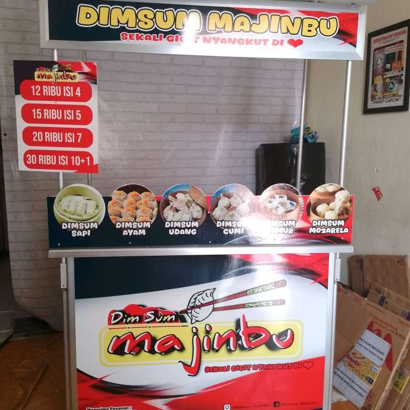 Booth portable Gerobak Lipat bahan aluminium ukuran 120x60x190 cocok untuk jualan dimsum siomay baks