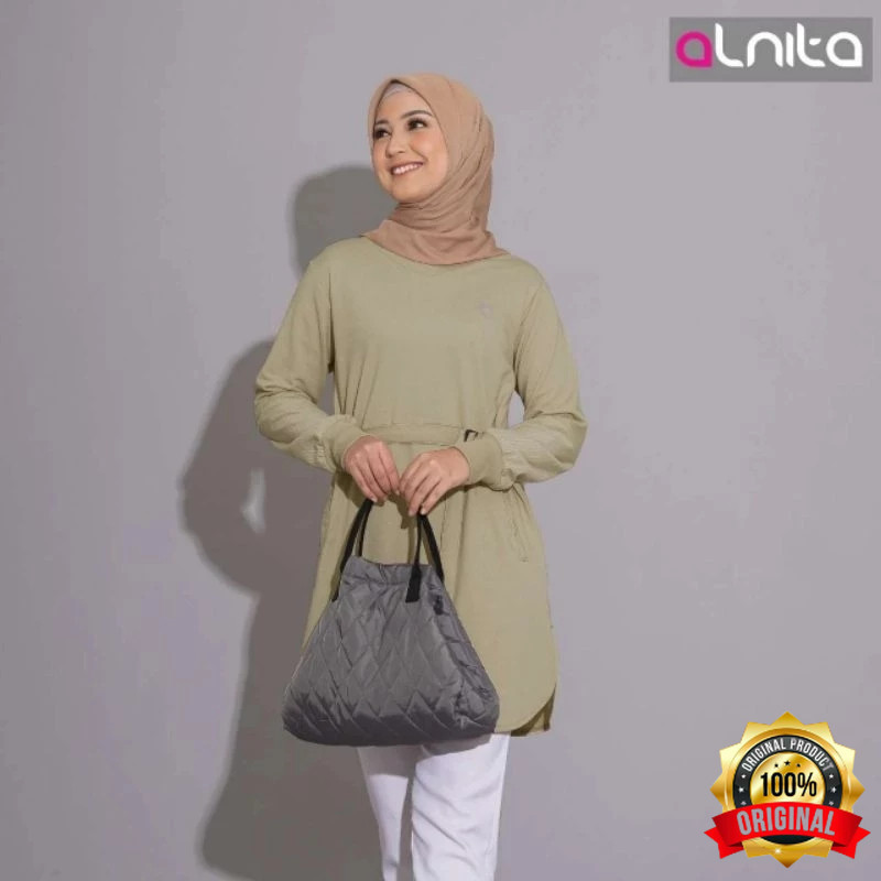 NNT - ALNITA Tunik Kaos Inka Polos Bahan Babyterry Tali Backle Saku Samping