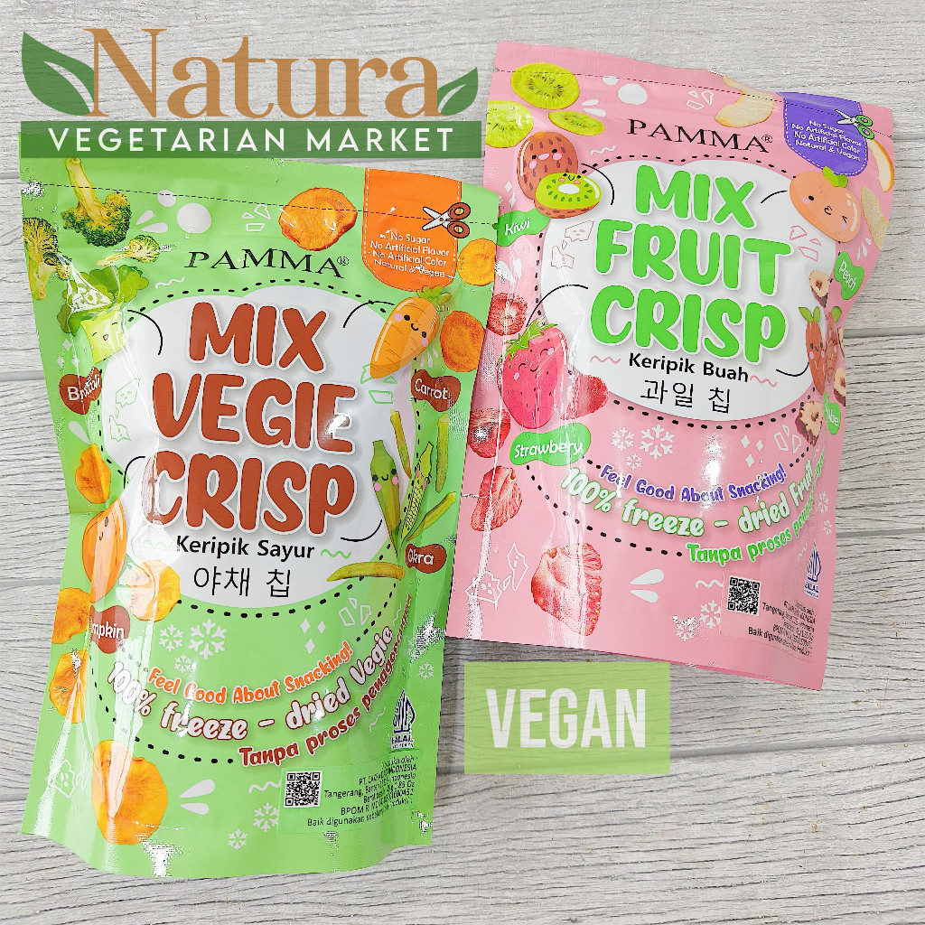 

Pamma Mix Veggie Mix Fruit Crisp Whole Strawberry Buah Sayuran Kering Vegetarian Vegan