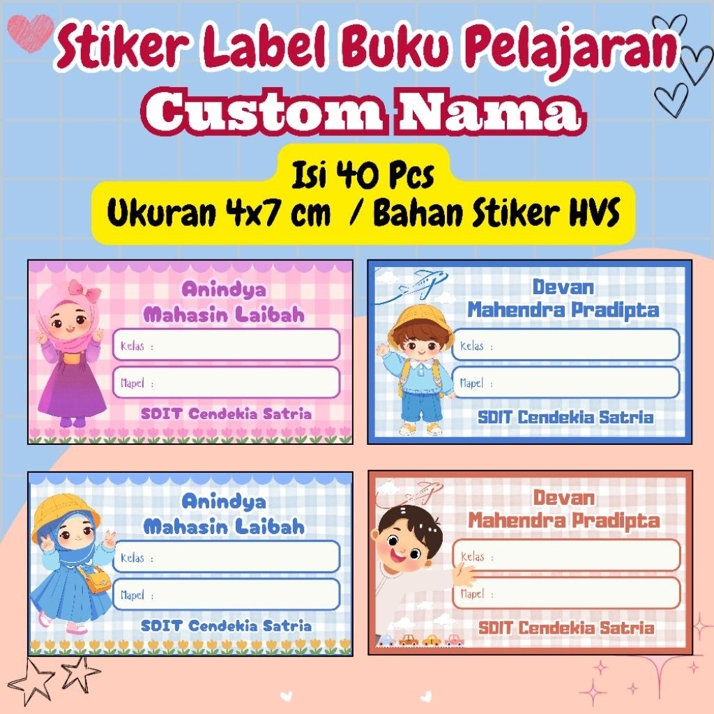 

Terbaru ! Stiker Label Buku A3 Custom Nama