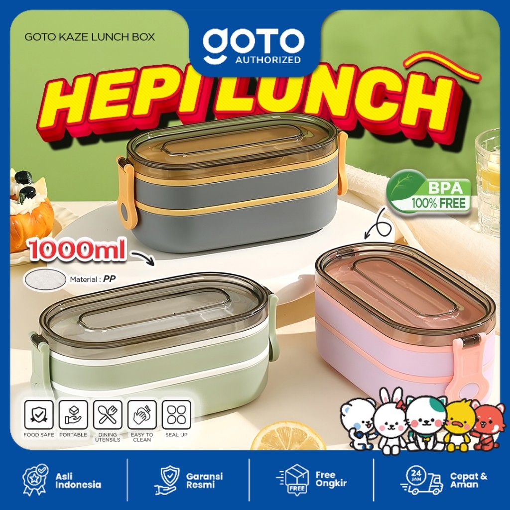 Goto Kaze Lunch Box Mini Tempat Bekal Makan Set 2 Tingkat Aesthetic