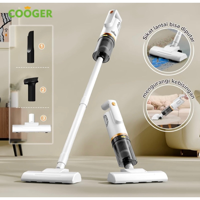 Vacuum Cleaner Vacuum Lantai Penyedot Debu 5IN1 Dengan Gagang Panjang Hijau Alat Penyedot Debu Serba