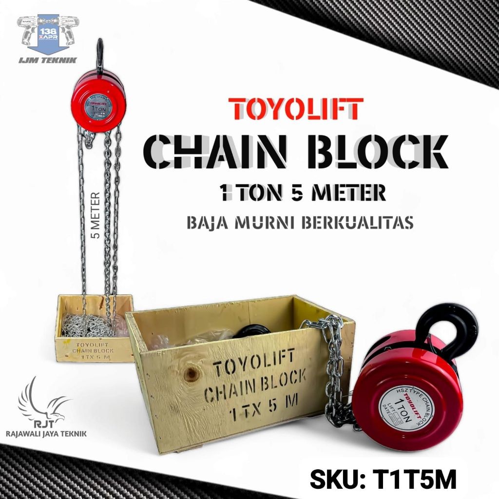 TKMRH COD Toyo lift chain block 1ton 5meter katrol kerekan takel garansi resmi chainblock