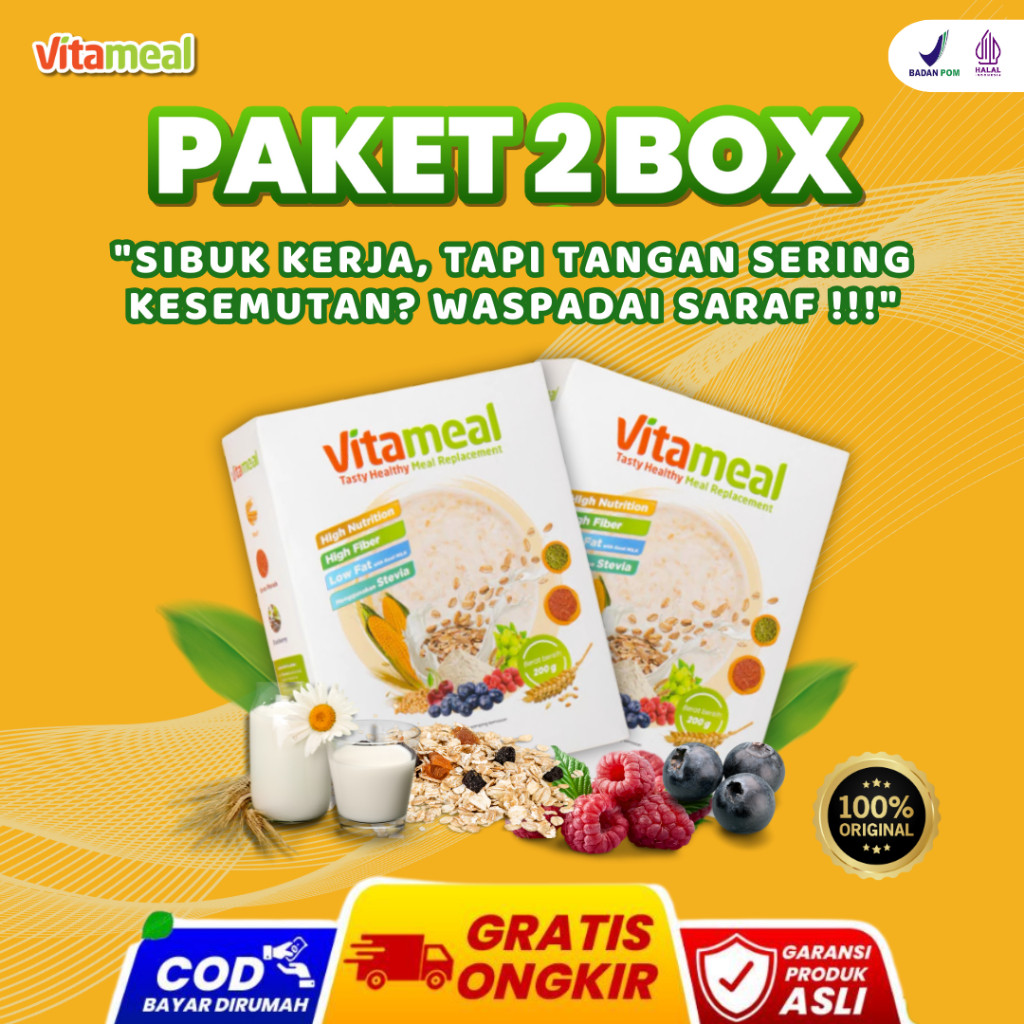 

New [PAKET 2 BOX] Vitameal Suplemen Dewasa Serat Ampuh Herbal Mengatasi Menahun Asli Lambung Penambah Nutrisi VITAMILK HERBALPremium