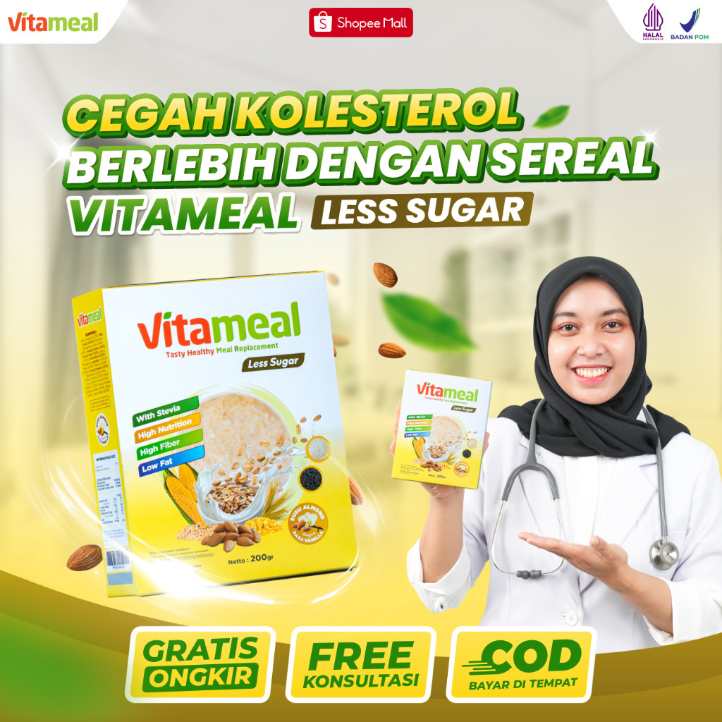 

New Vitameal Less Sugar - Sereal Vitameal Less Sugar Membantu Mengontrol Kolesterol Berlebih dan Hipertensi Membantu Menstabilkan Tekanan Darah Aman Di konsumsi Jangka Panjang Tanpa Efek Samping Lebih Alami dan Resmi Terdaftar BPOMPremium