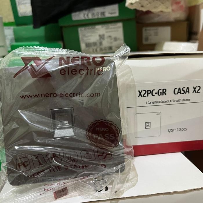 NERO CASA XS GREY OUTLET DATA INTERNET CAT5E X2PC-GR