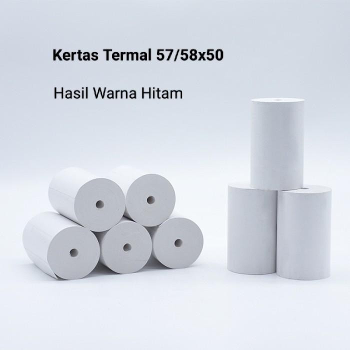 

[BERGARANSI] Harga Promo 10 Roll Kertas Thermal Kasir 58x50mm Struk Kasir 57x50mm / isi 10 roll - Warna Berkualitas Paling Dicari