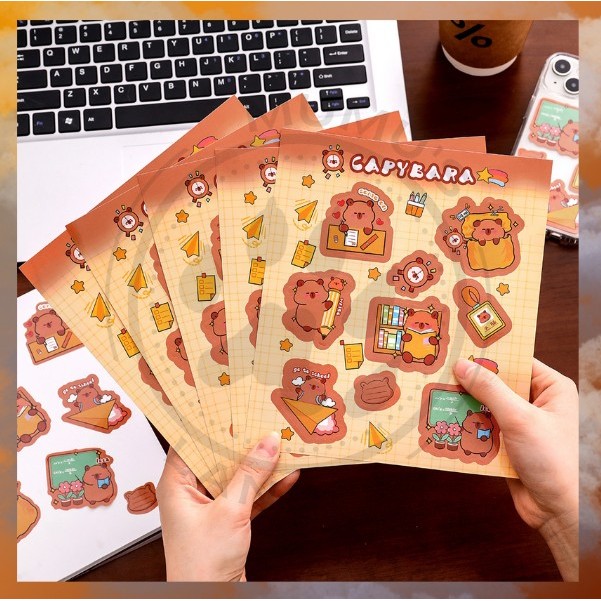 

MUMUSLAND Set Tempelan CAT Deco Sticker Planner DIY Scrapbook Stiker Lucu Kapibara Dekor A-SK012