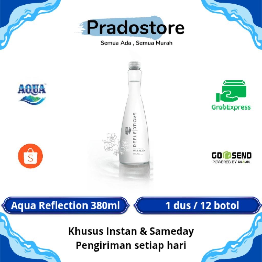 

New Aqua Reflection Natural & Sparkling Air Mineral Dalam Kemasan Botol Beling Kaca 380ml [1 Dus / 12 Botol]Premium