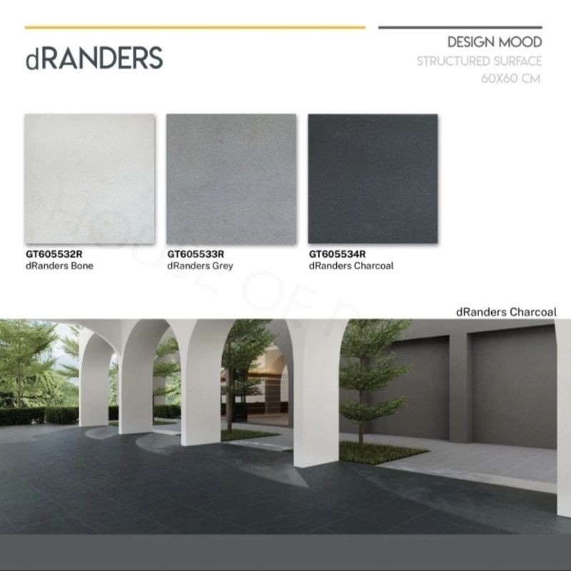 Roman Granit 60x60 dRanders Series (Stone Mood) / Granit Lantai Kasar Motif Batu / Lantai Batu Alam 