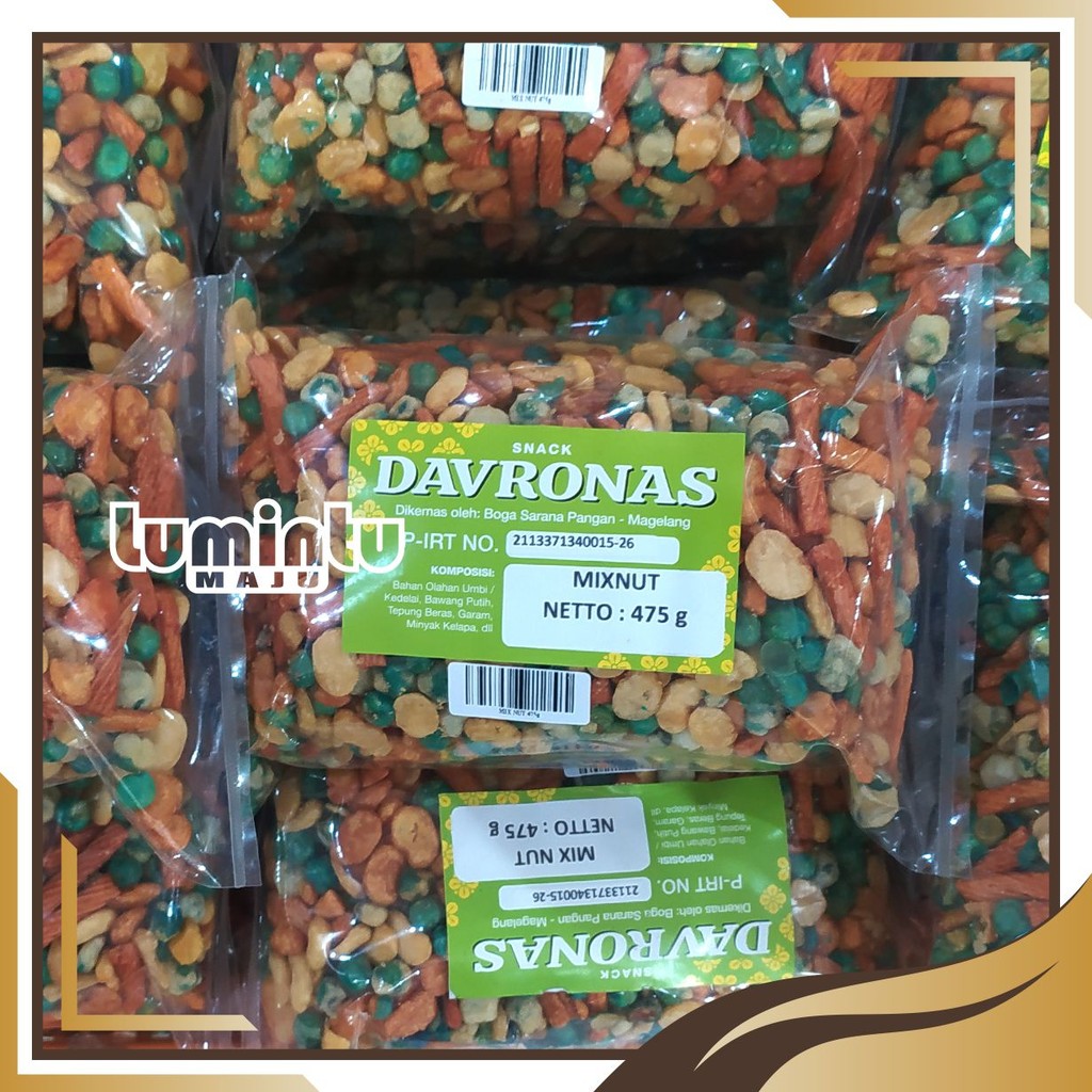 

MIXNUT KACANG CAMPUR 475g DAVRONAS / camilan, SNACK Dan oleh-oleh khas Magelang