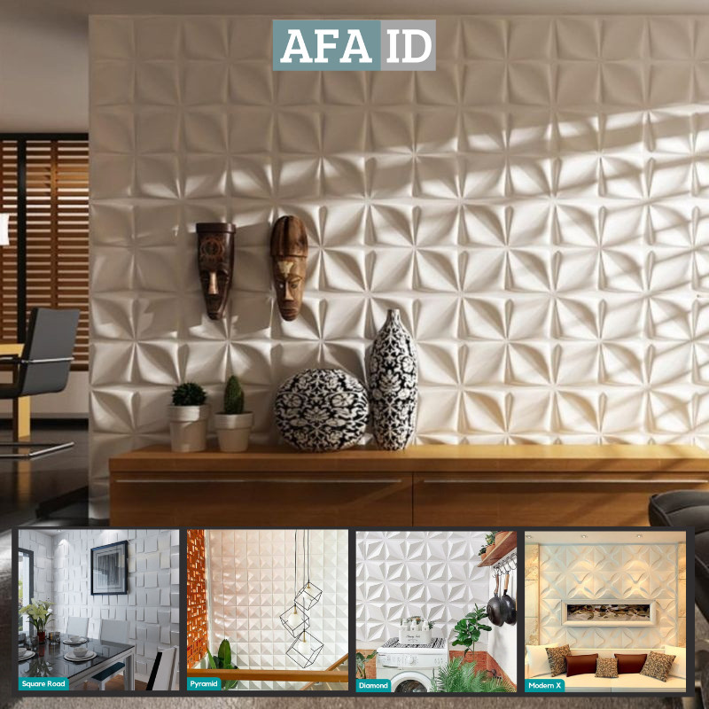 [12 Motif] 3D Wallpanel Dinding PVC 50x50 cm Solid Wallpaper Dinding Dekorasi Premium Wall Panel Est