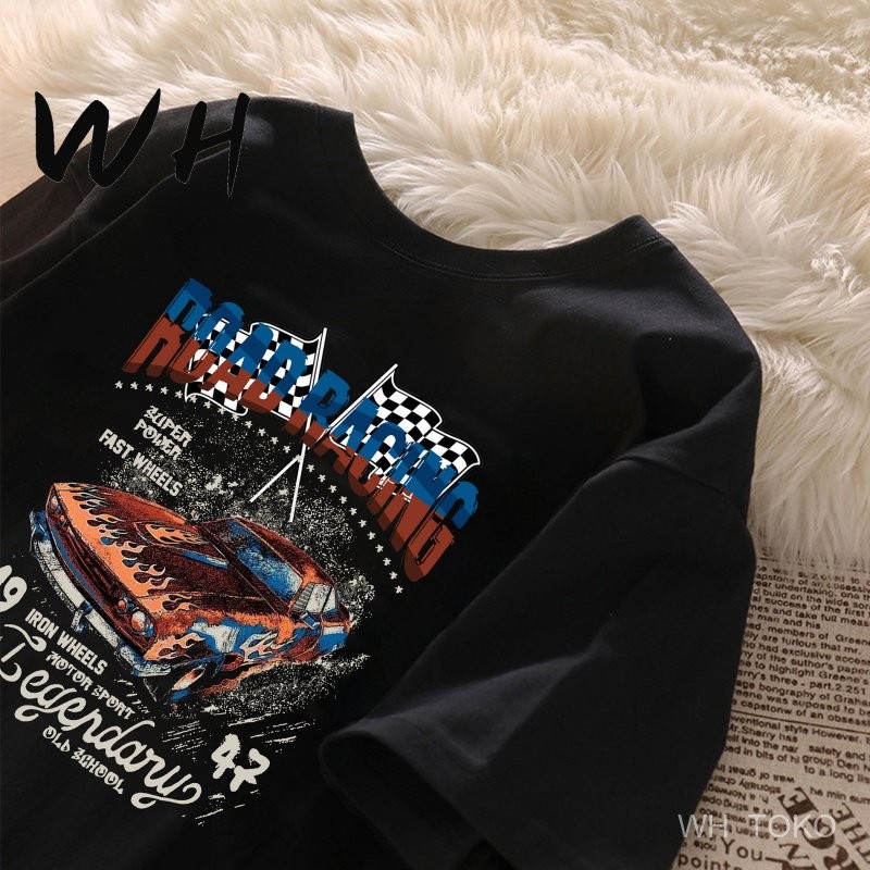WH kaos tshirt vintage road racing car atasan distro pria & wanita baju keren lengan pendek oversize