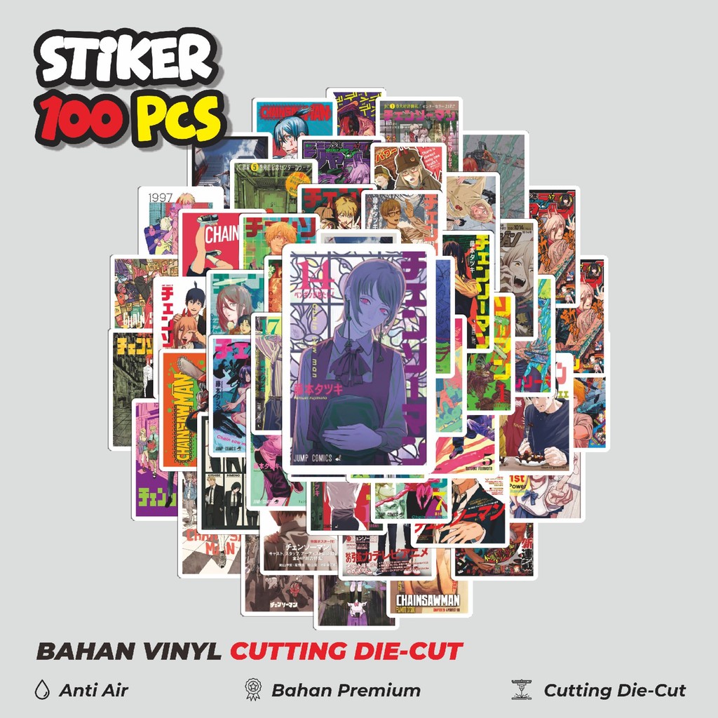 

Terbaru! 50 pcs Stiker Chainsaw Man Series Dekorasi Lucu Kreatif untuk Notebook, Skateboard, HP