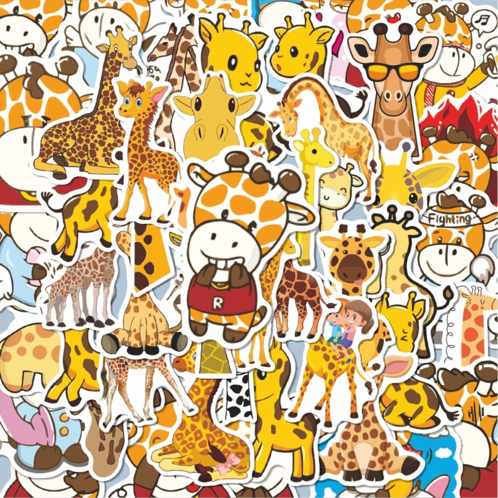 

100PCS Lucu Sticker Hewan Jerapah Stiker Aesthetic Stiker Anti Air Stikers Berperekat Waterproof sticker decal buat Motor Helm Buku Journal Koper Casing HP Laptop Botol Minum Hadiah anak
