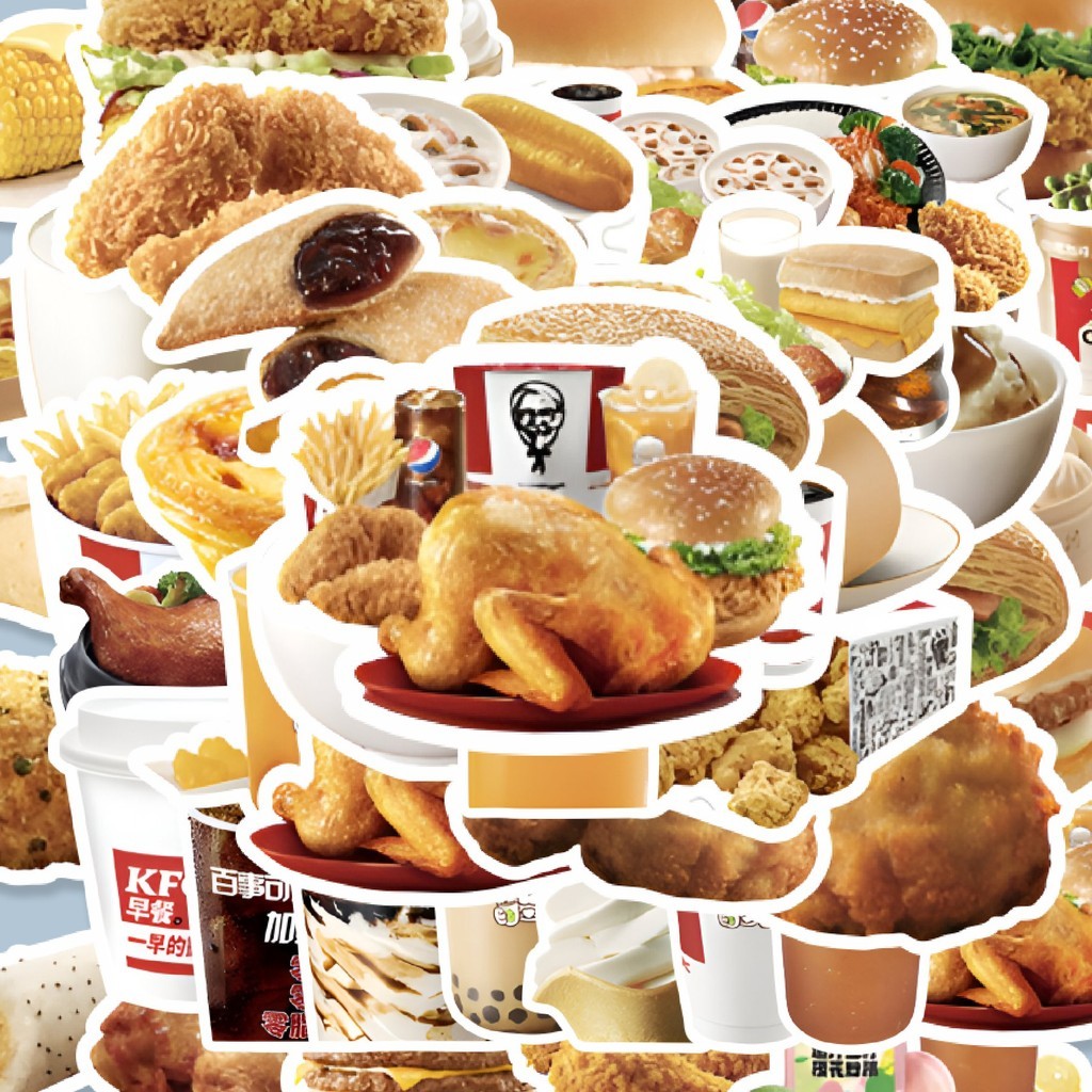 

100PCS Lucu Stiker Makanan & Minuman KFC Lezat Stiker Aesthetic Stiker Anti Air Stikers Berperekat Waterproof sticker decal buat Motor Helm Buku Journal Koper Casing HP Laptop Botol Minum Hadiah anak