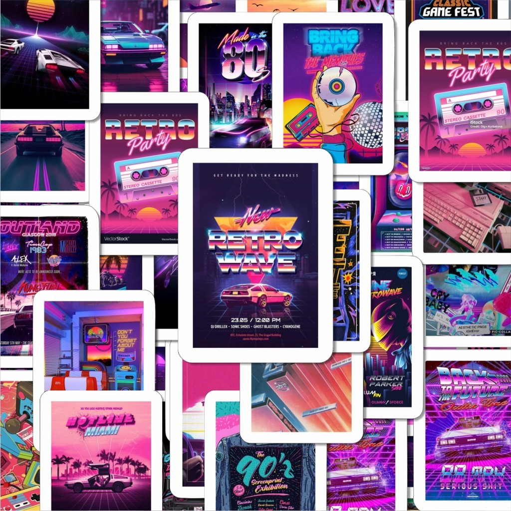 

100PCS Lucu Stiker Vaporwave/Shockwave Stiker Aesthetic Stiker Anti Air Stikers Berperekat Waterproof sticker decal buat Motor Helm Buku Journal Koper Casing HP Laptop Botol Minum Hadiah anak