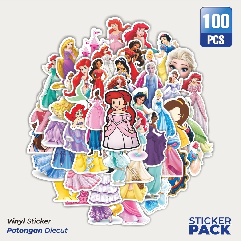 

100 PCS STIKER Princess [Tuan Putri] Waterproof Aesthetic- Untuk Laptop, Motor, dan Helm - Paper Stationery Pack