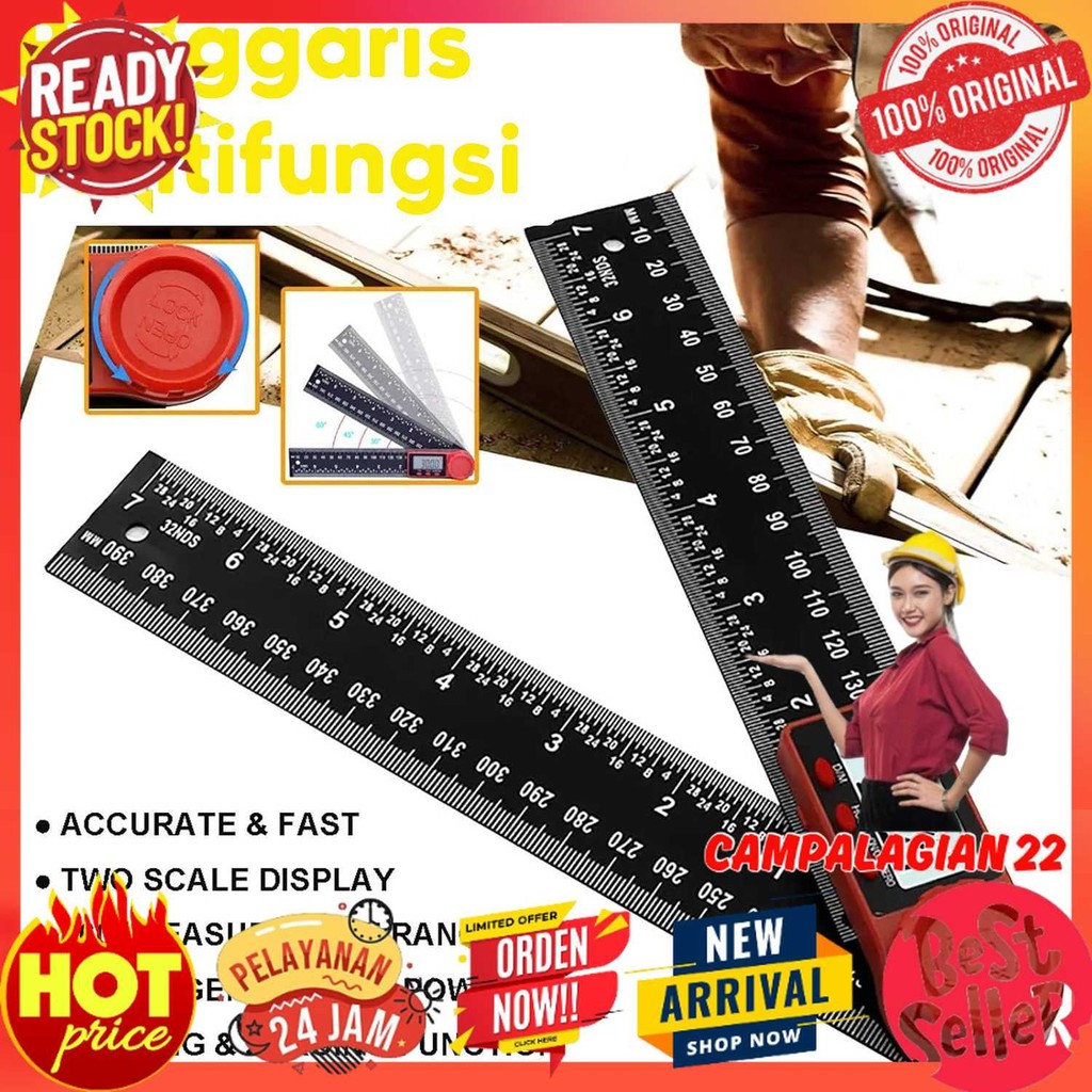 

Huei Penggaris Multifungsi Adjustable Angle Ruler Set 200mm - INU24