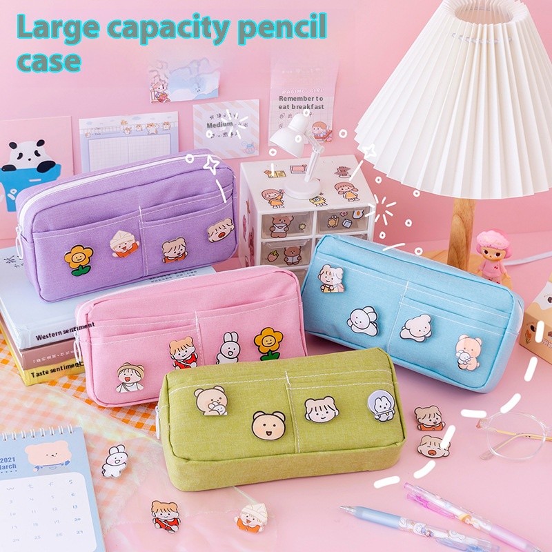 

Tas Pensil Kanvas Berkapasitas Besar dengan Desain Kartun, Organizer Alat Tulis yang Cocok untuk Anak Laki-laki dan Perempuan