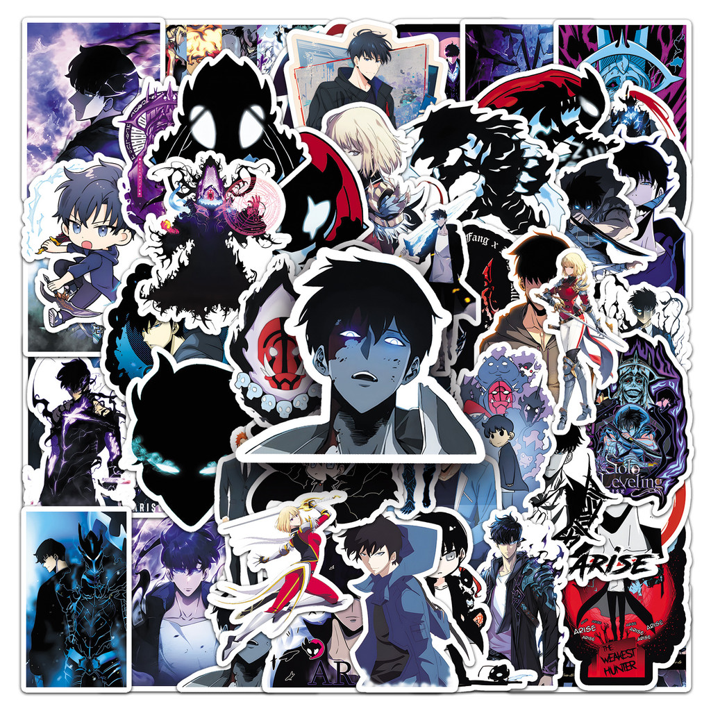 

50 PCS Solo Leveling Funny Face series Cartoon Cute Waterproof Sticker Skateboarding Retro home decal Sticker