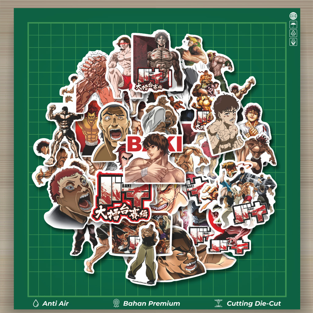 

HOT 50 PCS STIKER Sticker Anime Baki The Grappler Stiker Fashion Cars Decal Dingin Kartu Album Custom Vinyl Anti Air- Sticker Aesthetic Buku Journal Koper Casing HP Tablet Laptop Helm Motor Botol Minum